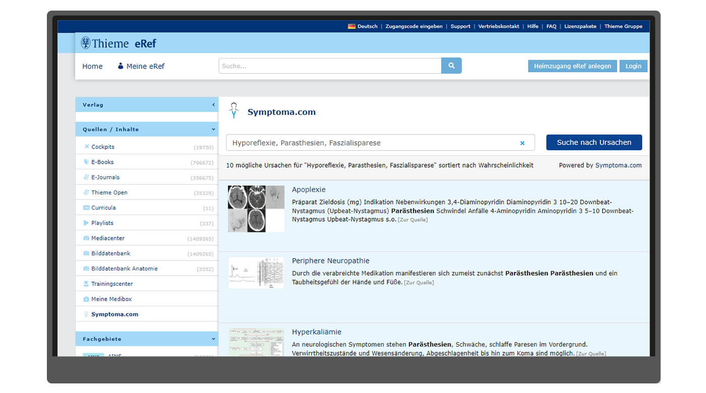 Symptoma.com in eRef - Thieme eRef - Das Wissensportal für Ärztinnen